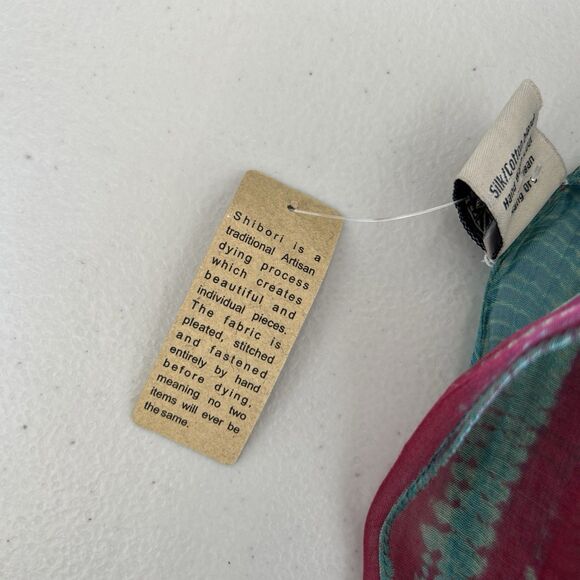 Neeru Kumar For Pavo SF Shibori Handmade Silk Scarf Beautiful NWT Blue Pink - Picture 3 of 9